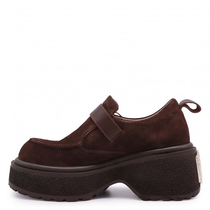 Pantofi grunge maro din piele întoarsă naturală– 50717