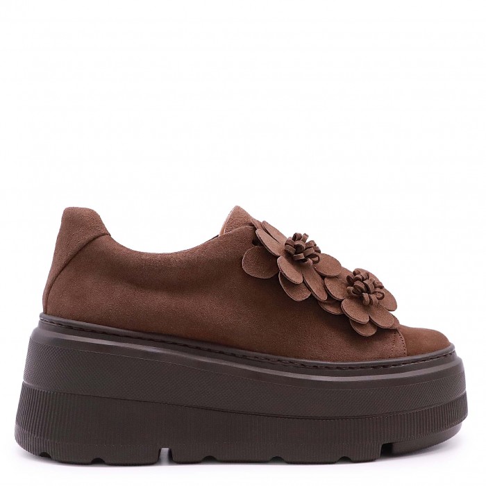 Sneakers dama maro cu flori pe platformă – 50748