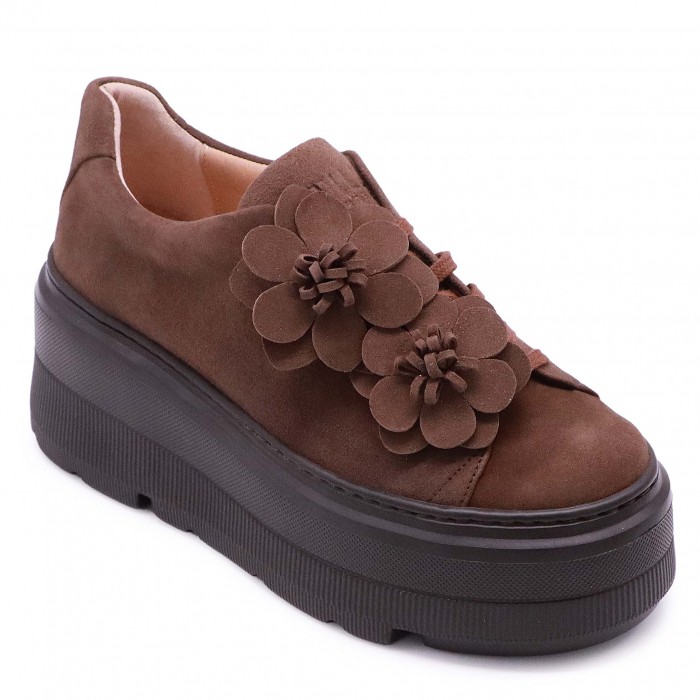 Sneakers dama maro cu flori pe platformă – 50748