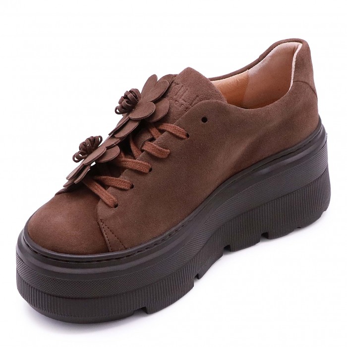 Sneakers dama maro cu flori pe platformă – 50748