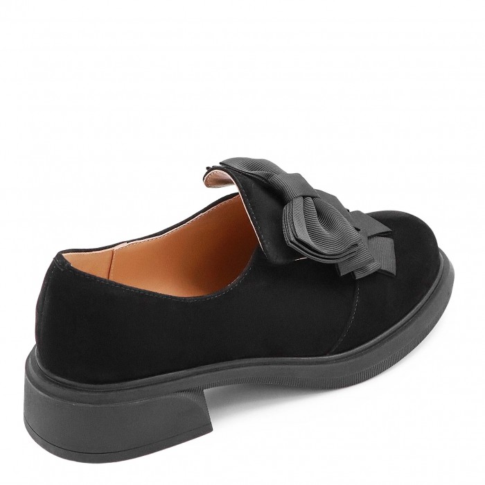 Pantofi de damă din piele întoarsă cu papion - 50771