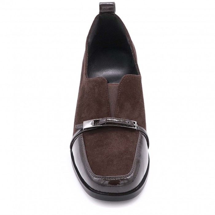 Pantofi pentru femei, maro închis  cu toc - 51041