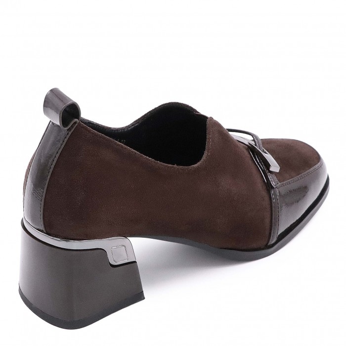 Pantofi pentru femei, maro închis  cu toc - 51041