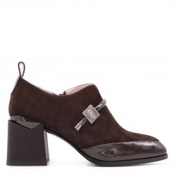 Pantofi de toamnă maro închis, din piele întoarsă naturală și piele lăcuită– 51089 Pantofi de toamnă maro închis, din piele întoarsă naturală și piele lăcuită– 51089