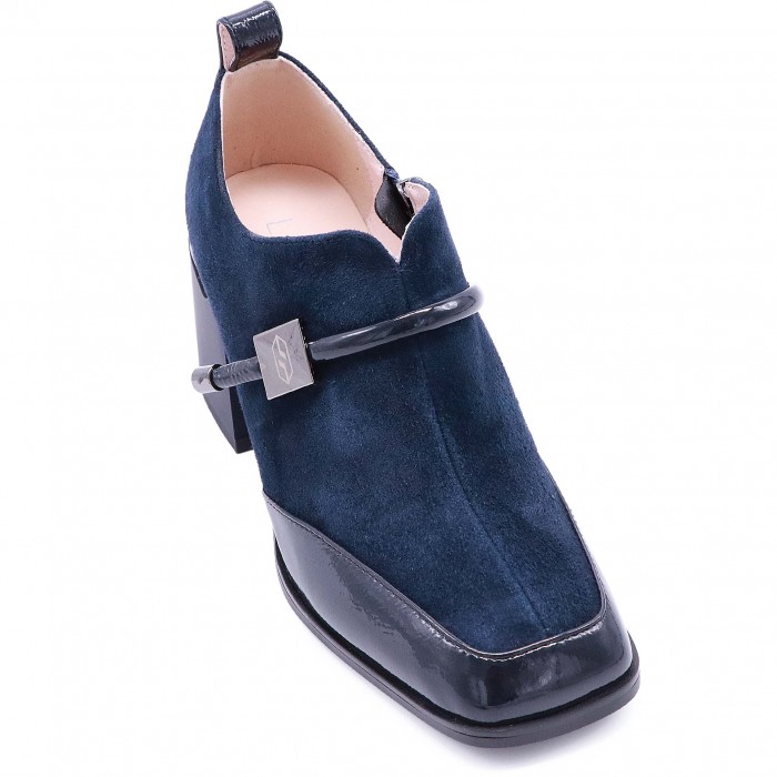 Pantofi bleumarin intens din piele întoarsă naturală și piele lăcuită – 51090 Pantofi bleumarin intens din piele întoarsă naturală și piele lăcuită – 51090