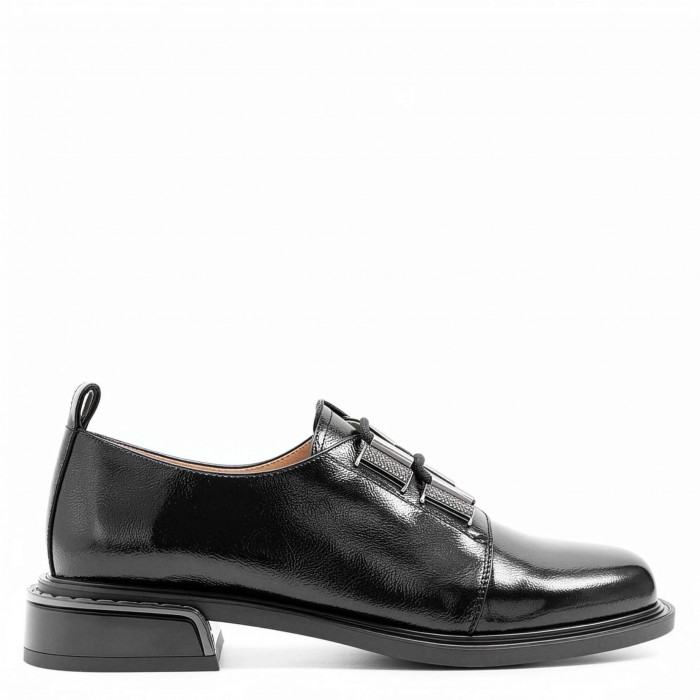 Pantofi de damă din piele naturală lăcuită cu șireturi– 51093