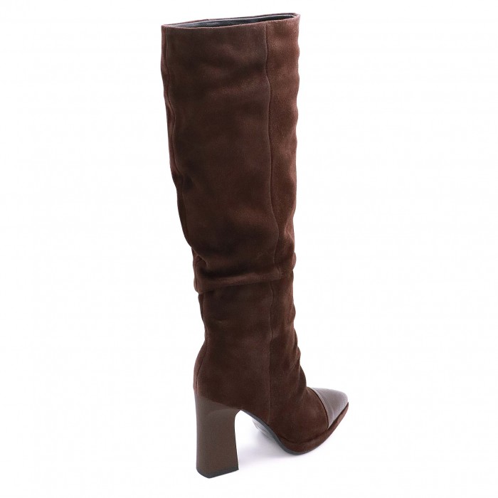 Cizme  elegante de damă din piele întoarsă maro– 51234