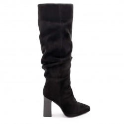 Ghete elegante cu pliuri din piele întoarsă naturală– 51235